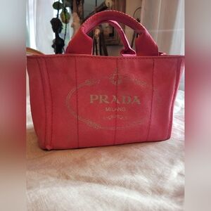Prada Canapa Canvas Pink Tote Bag